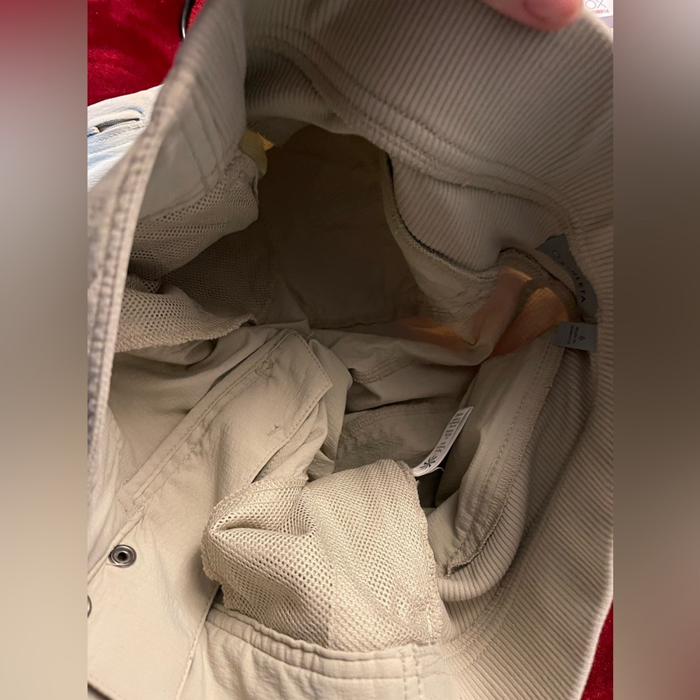 Athleta Khaki Beige Zip Button PullOn Trekkie Hiking Walking Pocket Nylon Pant 6 - Picture 9 of 13
